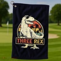 Three Rex 3rd Birthday Third Dinosaur 3 Year Old Golf Towel thumb 1