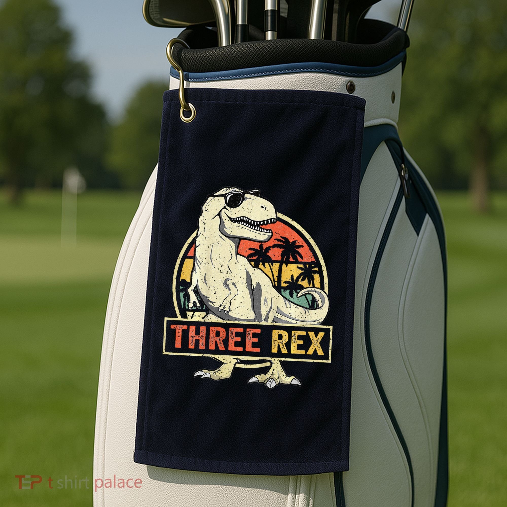 Three Rex 3rd Birthday Third Dinosaur 3 Year Old Golf Towel