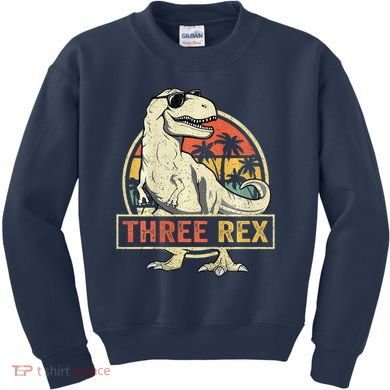 Three Rex 3rd Birthday Third Dinosaur 3 Year Old Kids Sweatshirt