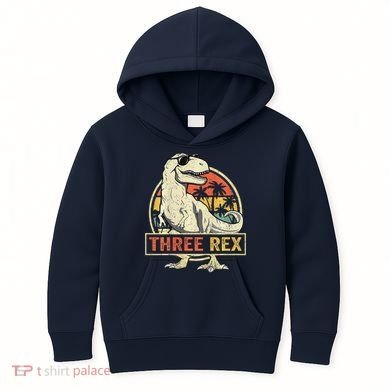 Three Rex 3rd Birthday Third Dinosaur 3 Year Old Kids Hoodie