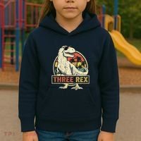 Three Rex 3rd Birthday Third Dinosaur 3 Year Old Kids Hoodie thumb 3