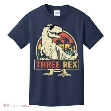 Three Rex 3rd Birthday Third Dinosaur 3 Year Old Kids T-Shirt