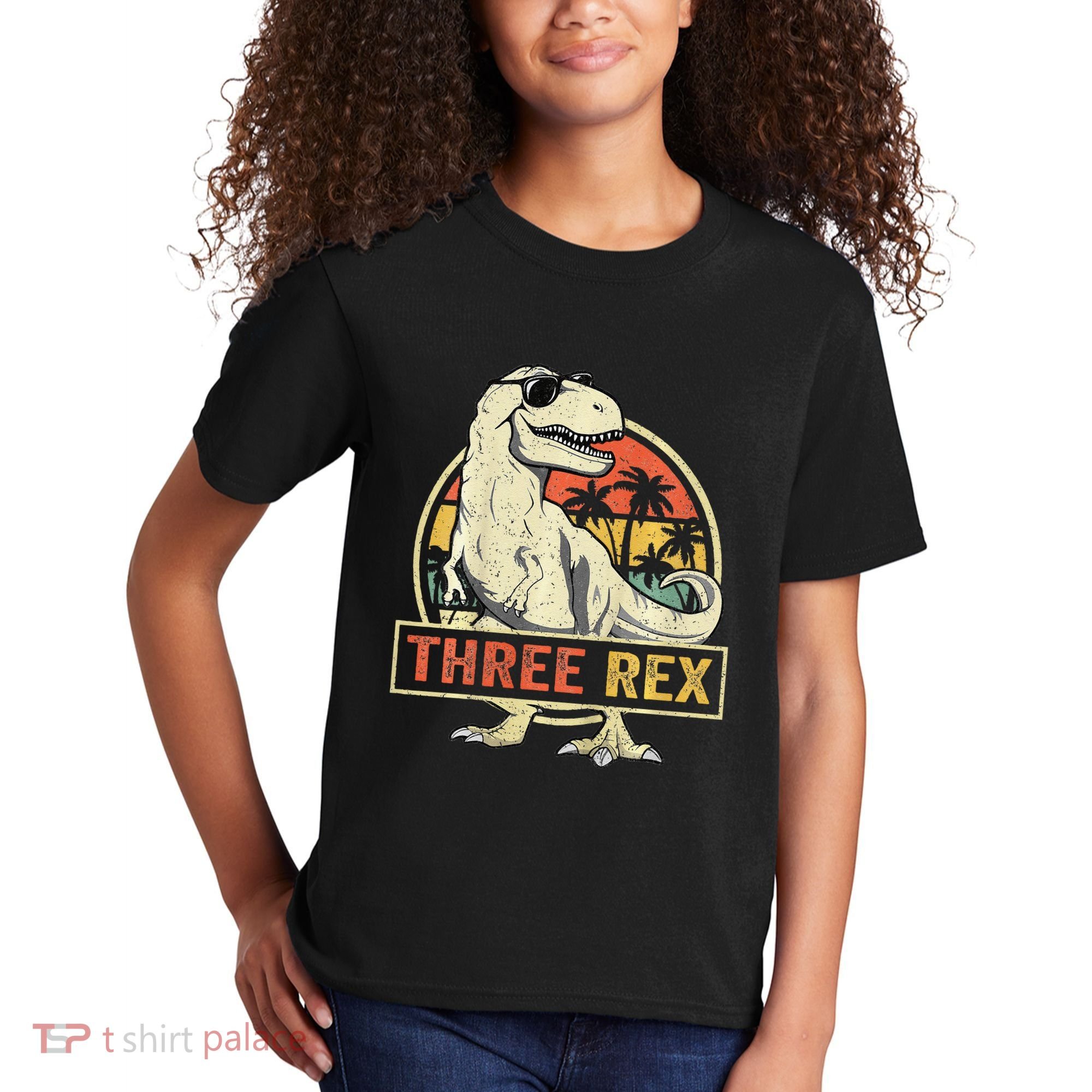 Three Rex 3rd Birthday Third Dinosaur 3 Year Old Kids T-Shirt