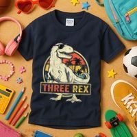 Three Rex 3rd Birthday Third Dinosaur 3 Year Old Kids T-Shirt thumb 3