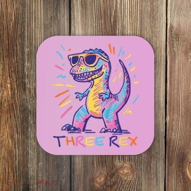 Three Rex 3rd Birthday Gifts Third Dinosaur Boy 3 Years Old Coaster
