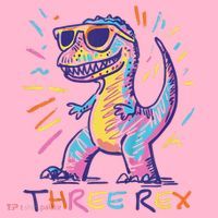 Three Rex 3rd Birthday Gifts Third Dinosaur Boy 3 Years Old Coaster thumb 2
