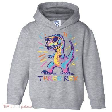Three Rex 3rd Birthday Gifts Third Dinosaur Boy 3 Years Old Toddler Hoodie