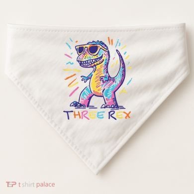 Three Rex 3rd Birthday Gifts Third Dinosaur Boy 3 Years Old USA-Made Doggie Bandana