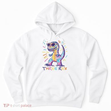 Three Rex 3rd Birthday Gifts Third Dinosaur Boy 3 Years Old Hoodie