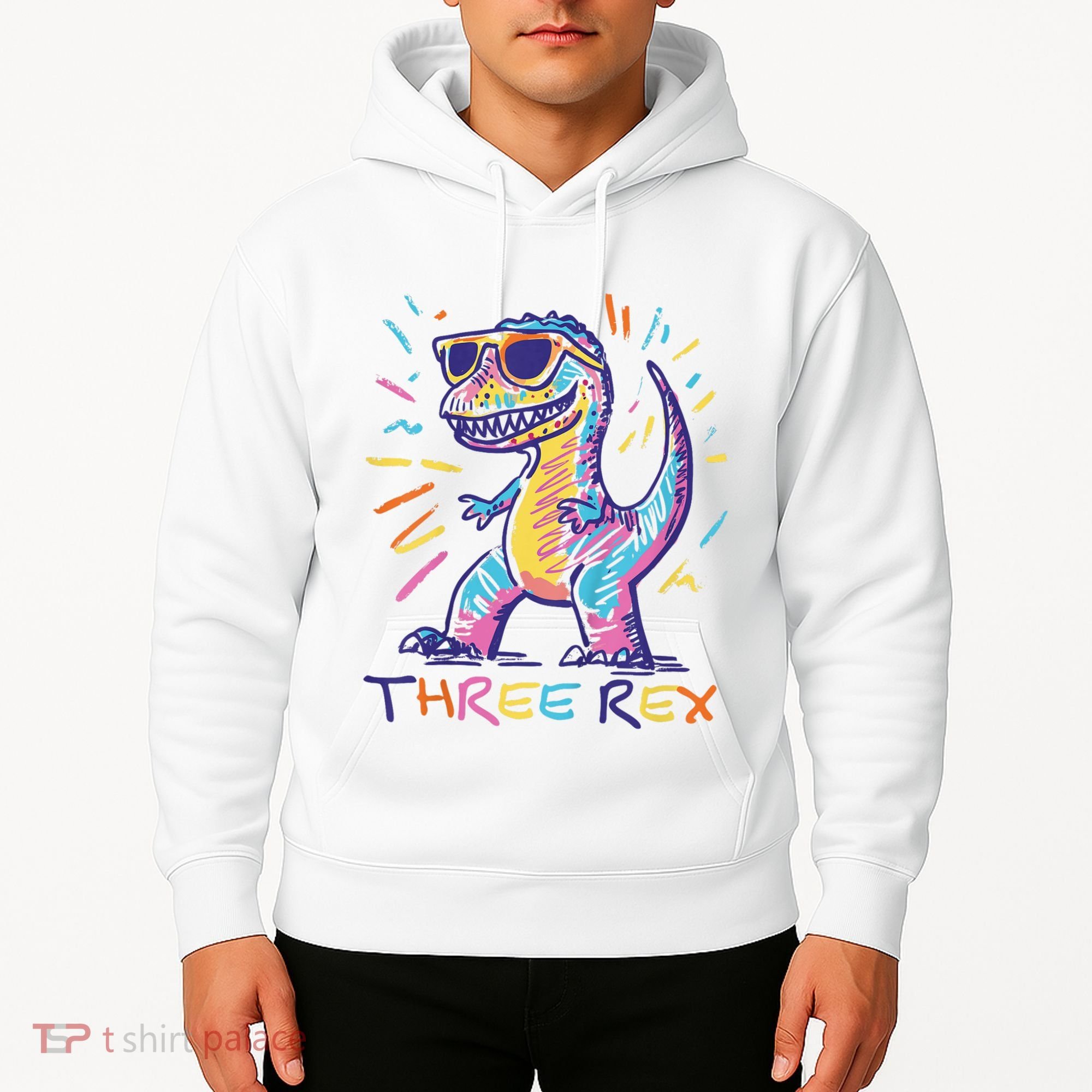 Three Rex 3rd Birthday Gifts Third Dinosaur Boy 3 Years Old Hoodie