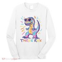 Three Rex 3rd Birthday Gifts Third Dinosaur Boy 3 Years Old Long Sleeve Shirt thumb 0