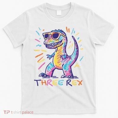 Three Rex 3rd Birthday Gifts Third Dinosaur Boy 3 Years Old T-Shirt