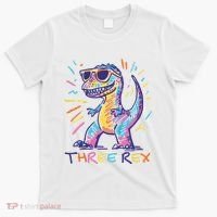 Three Rex 3rd Birthday Gifts Third Dinosaur Boy 3 Years Old T-Shirt thumb 0