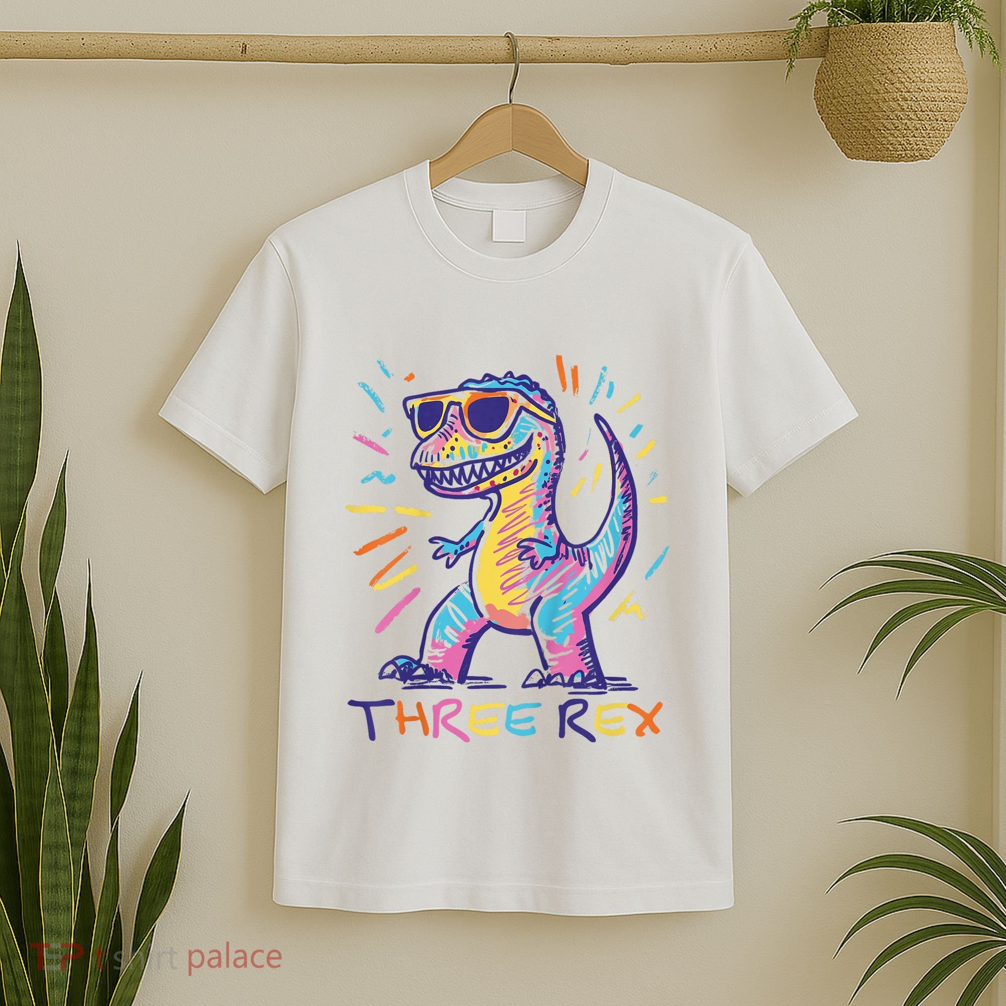 Three Rex 3rd Birthday Gifts Third Dinosaur Boy 3 Years Old T-Shirt
