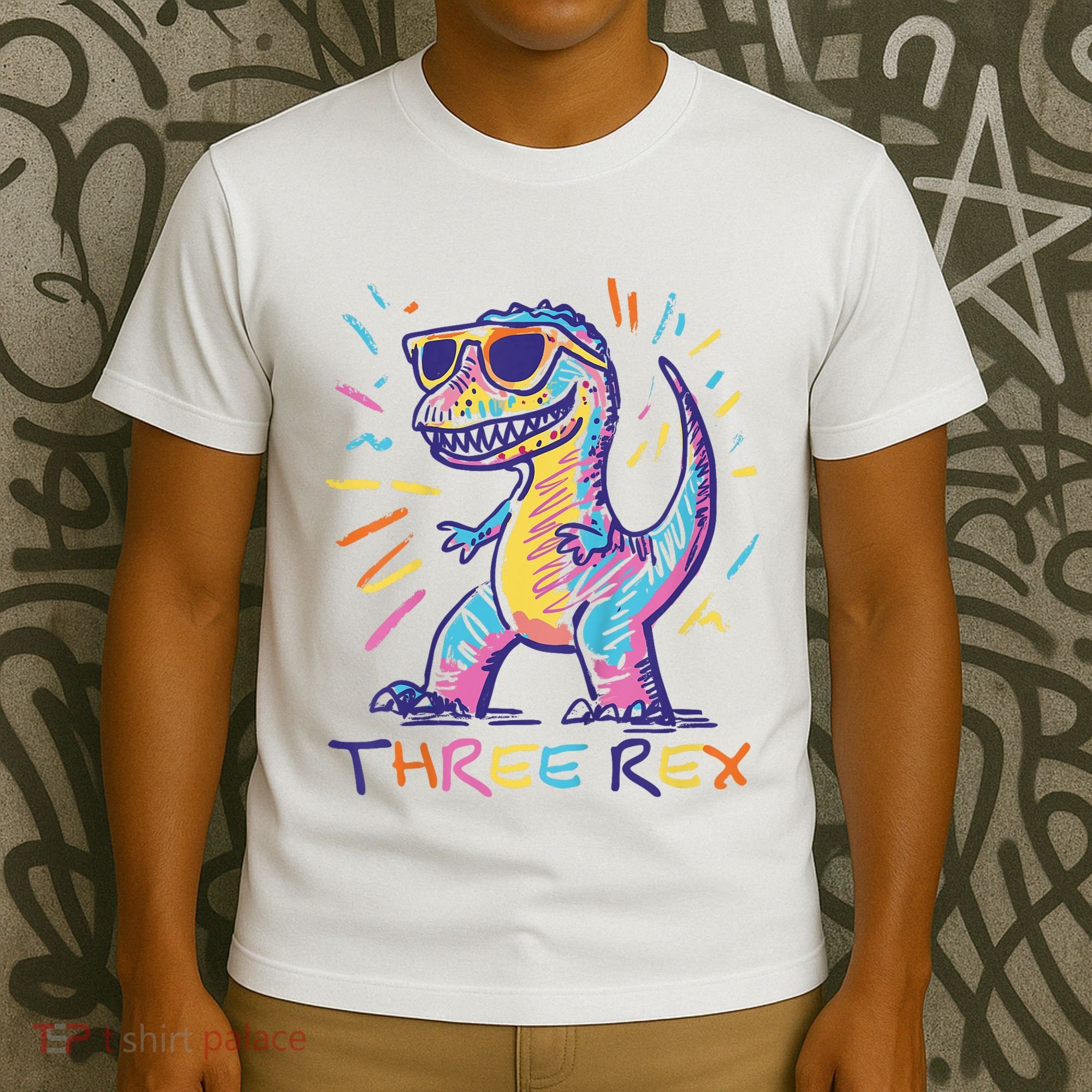 Three Rex 3rd Birthday Gifts Third Dinosaur Boy 3 Years Old T-Shirt