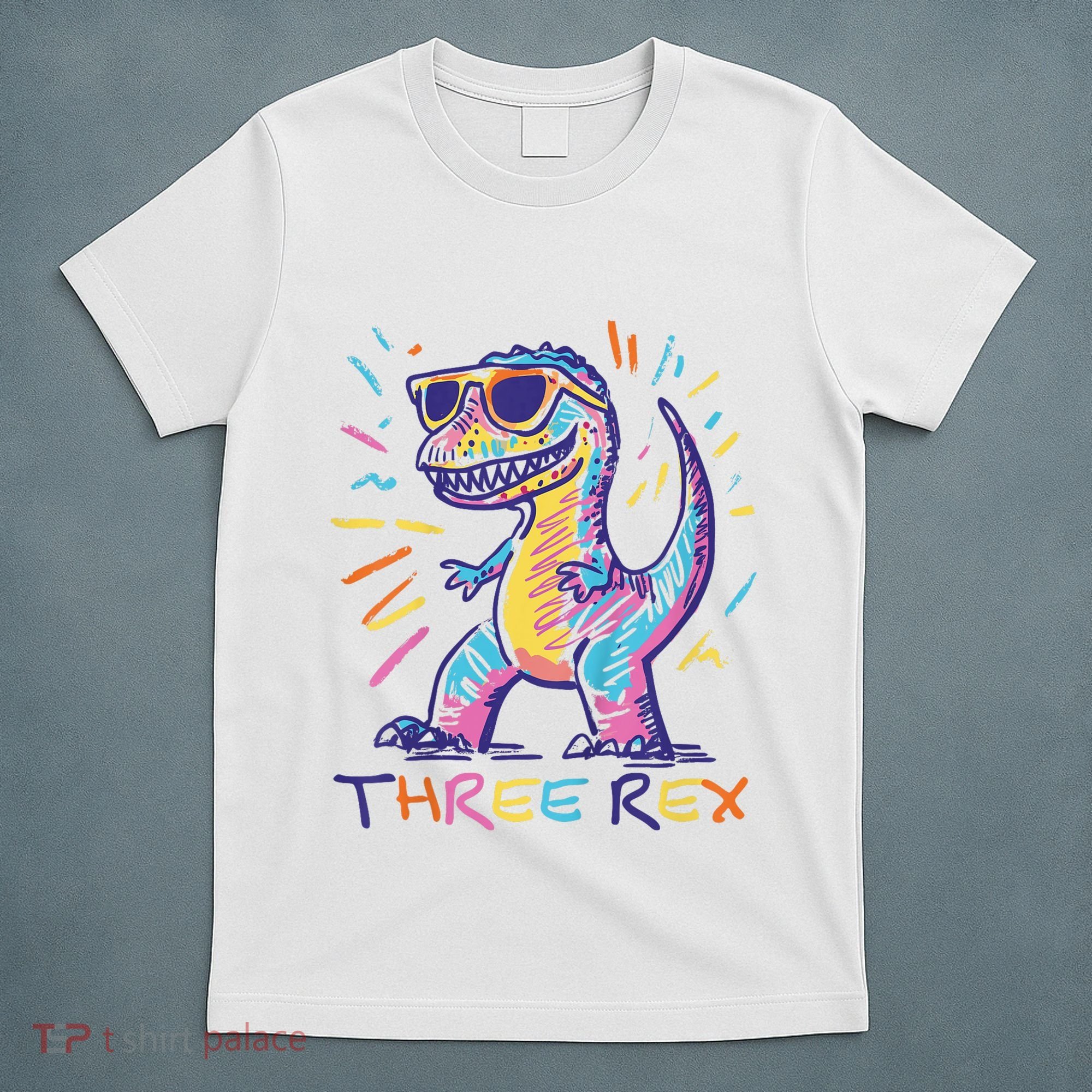 Three Rex 3rd Birthday Gifts Third Dinosaur Boy 3 Years Old T-Shirt