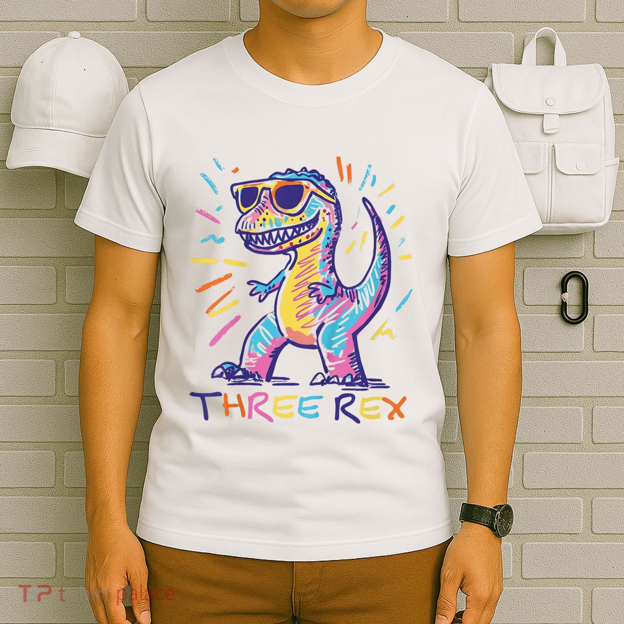 Three Rex 3rd Birthday Gifts Third Dinosaur Boy 3 Years Old T-Shirt