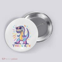 Three Rex 3rd Birthday Gifts Third Dinosaur Boy 3 Years Old Button thumb 0