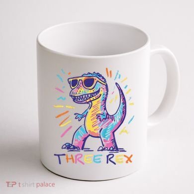 Three Rex 3rd Birthday Gifts Third Dinosaur Boy 3 Years Old Coffee Mug back