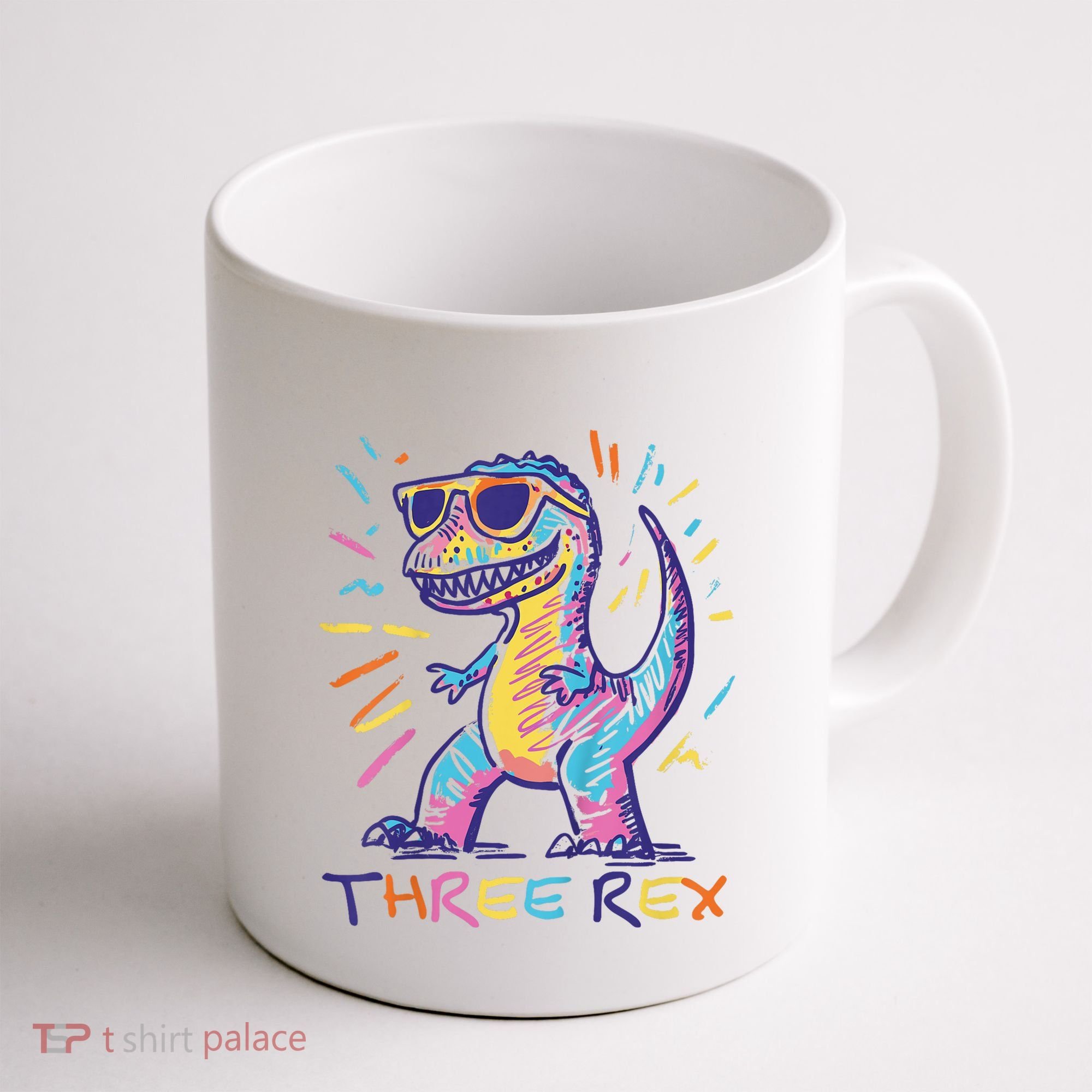 Three Rex 3rd Birthday Gifts Third Dinosaur Boy 3 Years Old Coffee Mug