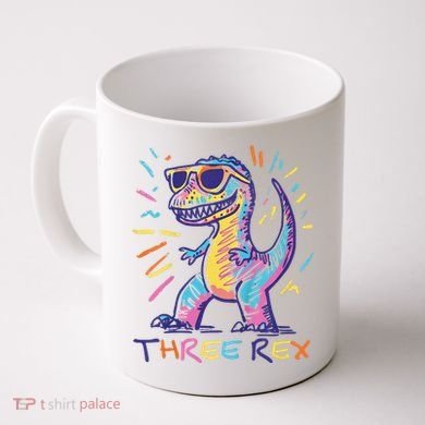 Three Rex 3rd Birthday Gifts Third Dinosaur Boy 3 Years Old Coffee Mug