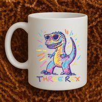 Three Rex 3rd Birthday Gifts Third Dinosaur Boy 3 Years Old Coffee Mug thumb 2
