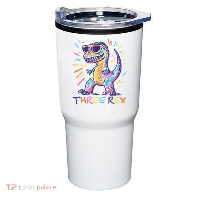 Three Rex 3rd Birthday Gifts Third Dinosaur Boy 3 Years Old Tumbler