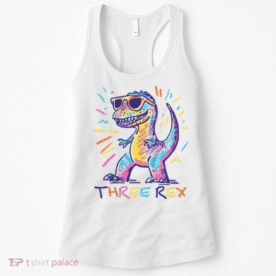 Three Rex 3rd Birthday Gifts Third Dinosaur Boy 3 Years Old Women's Tank Top