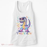 Three Rex 3rd Birthday Gifts Third Dinosaur Boy 3 Years Old Women's Tank Top thumb 0