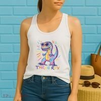 Three Rex 3rd Birthday Gifts Third Dinosaur Boy 3 Years Old Women's Tank Top thumb 2