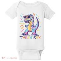 Three Rex 3rd Birthday Gifts Third Dinosaur Boy 3 Years Old Baby Bodysuit thumb 0