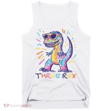 Three Rex 3rd Birthday Gifts Third Dinosaur Boy 3 Years Old Tank Top