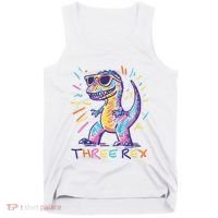 Three Rex 3rd Birthday Gifts Third Dinosaur Boy 3 Years Old Tank Top thumb 0