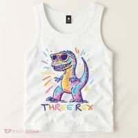 Three Rex 3rd Birthday Gifts Third Dinosaur Boy 3 Years Old Tank Top thumb 2