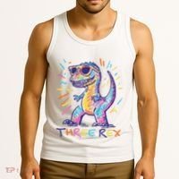 Three Rex 3rd Birthday Gifts Third Dinosaur Boy 3 Years Old Tank Top thumb 3