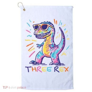 Three Rex 3rd Birthday Gifts Third Dinosaur Boy 3 Years Old Golf Towel