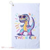 Three Rex 3rd Birthday Gifts Third Dinosaur Boy 3 Years Old Golf Towel thumb 0