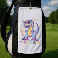 Three Rex 3rd Birthday Gifts Third Dinosaur Boy 3 Years Old Golf Towel thumb 2