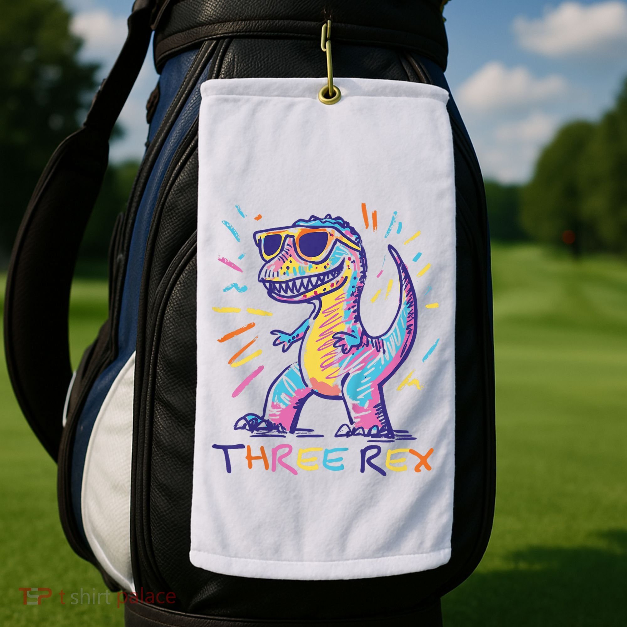 Three Rex 3rd Birthday Gifts Third Dinosaur Boy 3 Years Old Golf Towel
