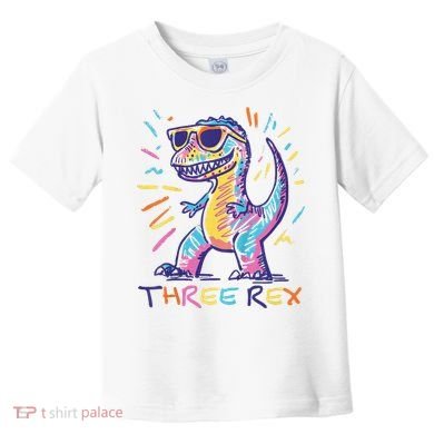 Three Rex 3rd Birthday Gifts Third Dinosaur Boy 3 Years Old Toddler T-Shirt