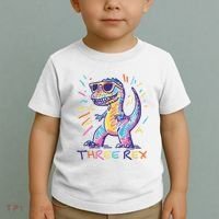 Three Rex 3rd Birthday Gifts Third Dinosaur Boy 3 Years Old Toddler T-Shirt thumb 2