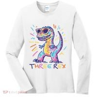 Three Rex 3rd Birthday Gifts Third Dinosaur Boy 3 Years Old Women's Long Sleeve Shirt thumb 0