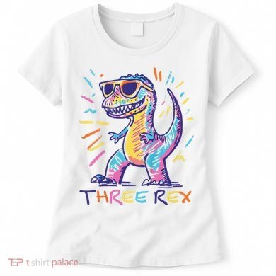 Three Rex 3rd Birthday Gifts Third Dinosaur Boy 3 Years Old Women's T-Shirt