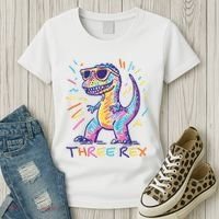 Three Rex 3rd Birthday Gifts Third Dinosaur Boy 3 Years Old Women's T-Shirt thumb 3