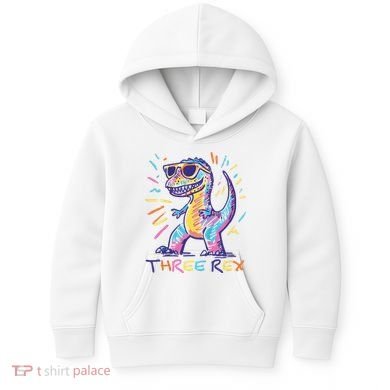 Three Rex 3rd Birthday Gifts Third Dinosaur Boy 3 Years Old Kids Hoodie