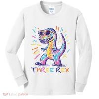 Three Rex 3rd Birthday Gifts Third Dinosaur Boy 3 Years Old Kids Long Sleeve Shirt thumb 0