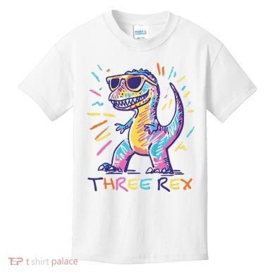 Three Rex 3rd Birthday Gifts Third Dinosaur Boy 3 Years Old Kids T-Shirt