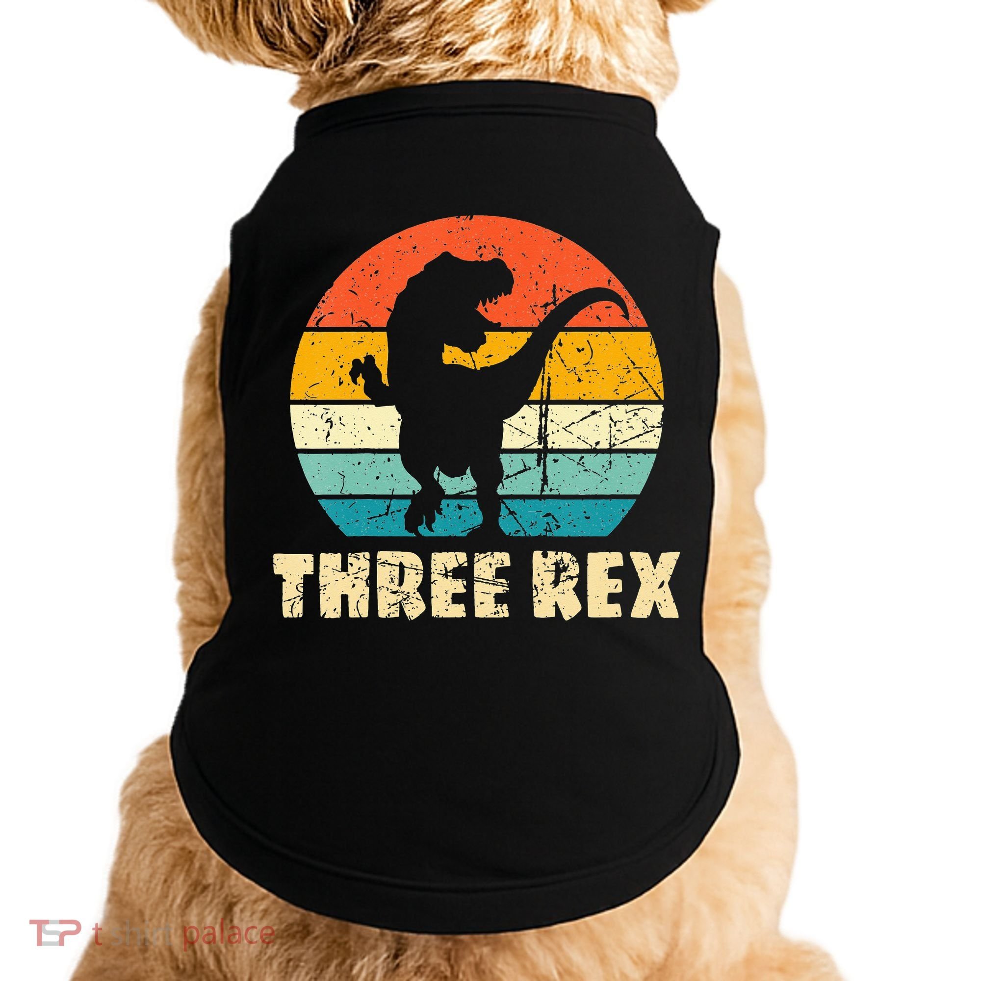 Three Rex 3rd Birthday Third Dinosaur 3 Year Old Doggie Tank