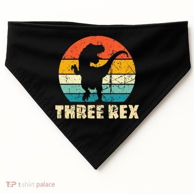 Three Rex 3rd Birthday Third Dinosaur 3 Year Old USA-Made Doggie Bandana