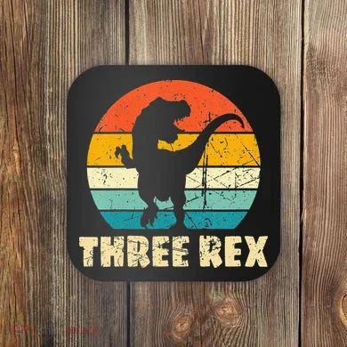Three Rex 3rd Birthday Third Dinosaur 3 Year Old Coaster